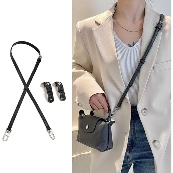 Genuine Leather Purse Strap with Doll for Mini Totes Adjustable Shoulder Crossbo - Picture 4 of 6